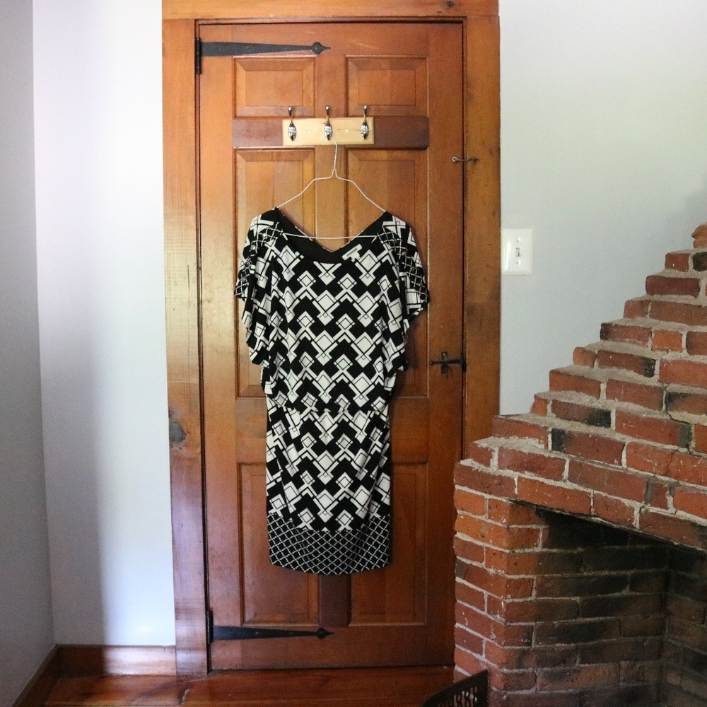 Bold Print Black & White Dress